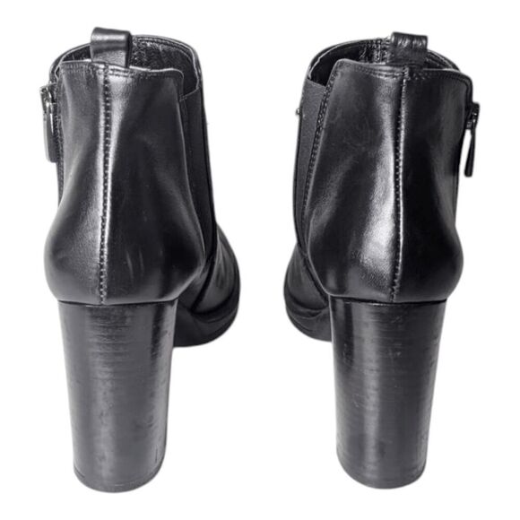 POLVERE Italian Made Black Leather Side Zip Ankle Boot Size 39 - Picture 5 of 9